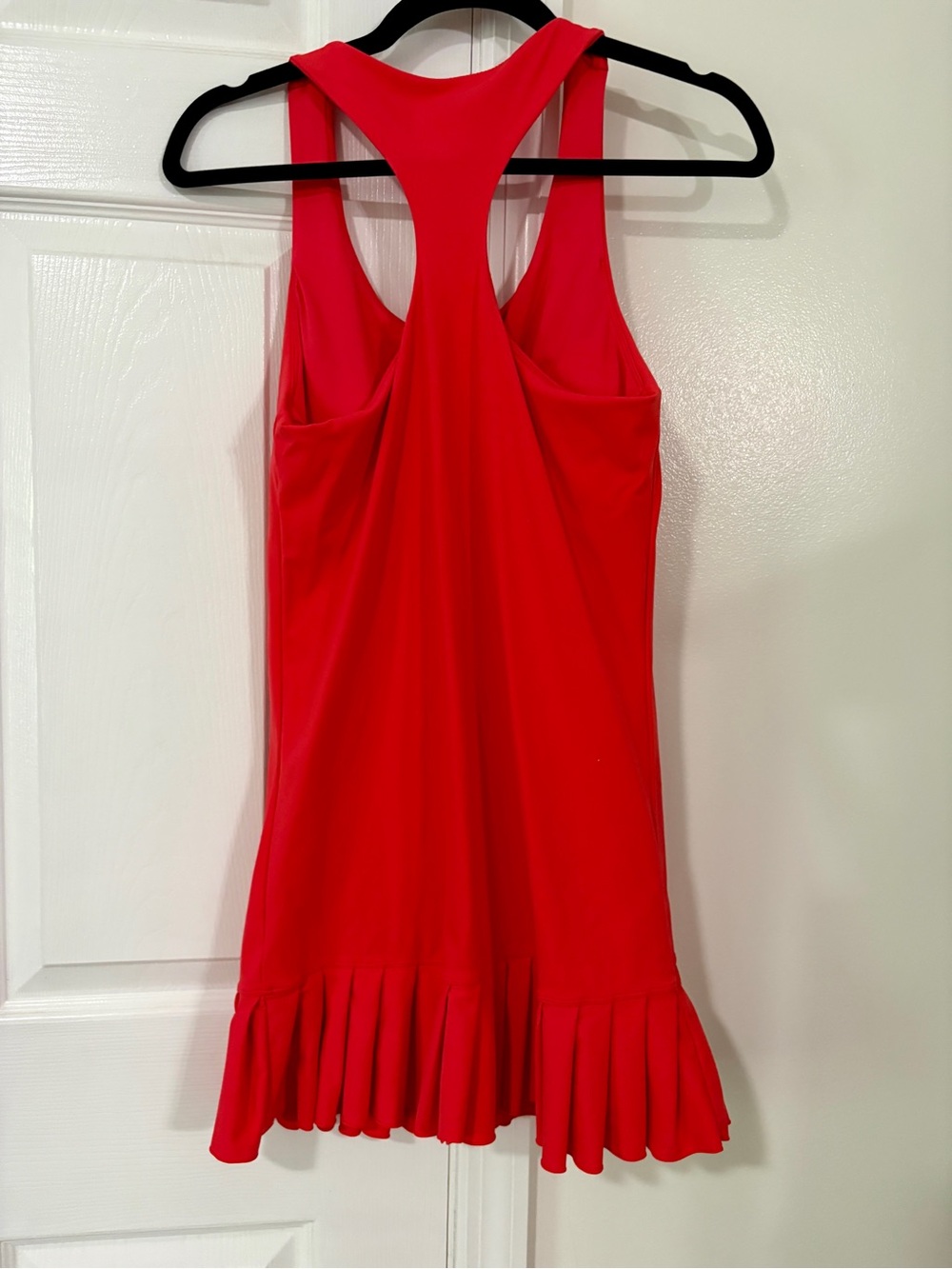 Mono B Red Ruffle-Hem Racerback Athletic Mini Dress - Picture 2 of 3